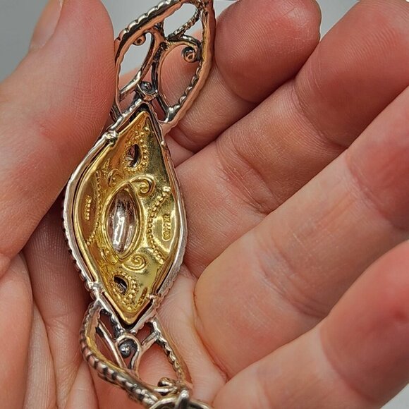 Carolyn Pollack 925 Brass Copper Necklace Bracelet Set Filigree Teardrop Silver - Picture 6 of 15